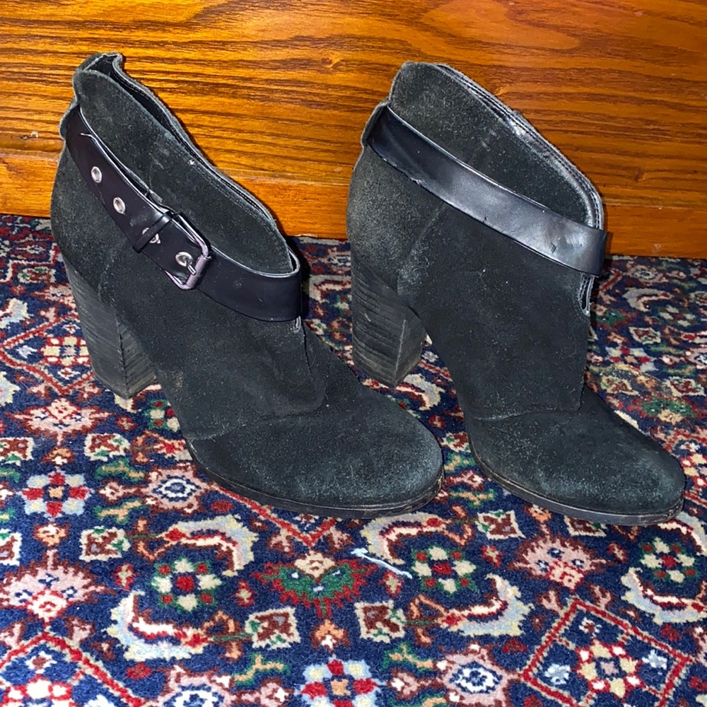 Black suede booties size 9 good condition